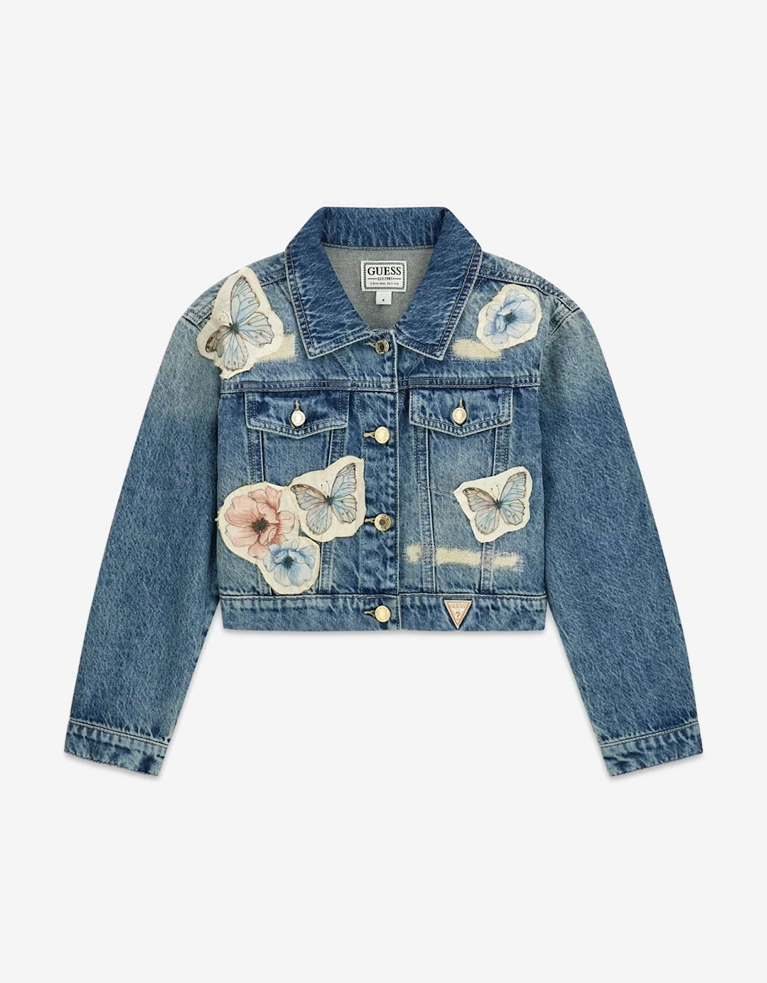 Girls Flower and Butterfly Denim Jacket in Blue, 5 of 4