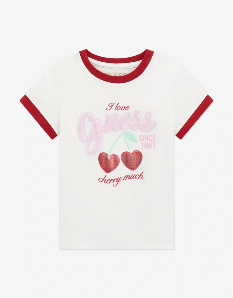 Girls Cherry Logo T-Shirt in White