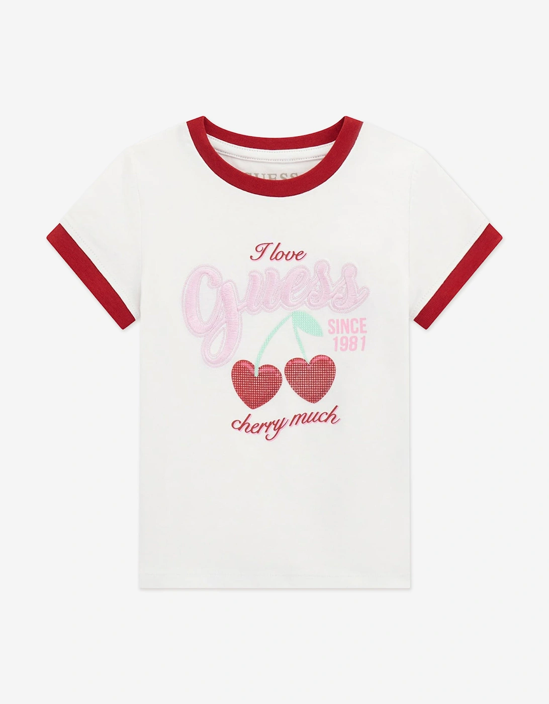 Girls Cherry Logo T-Shirt in White, 5 of 4