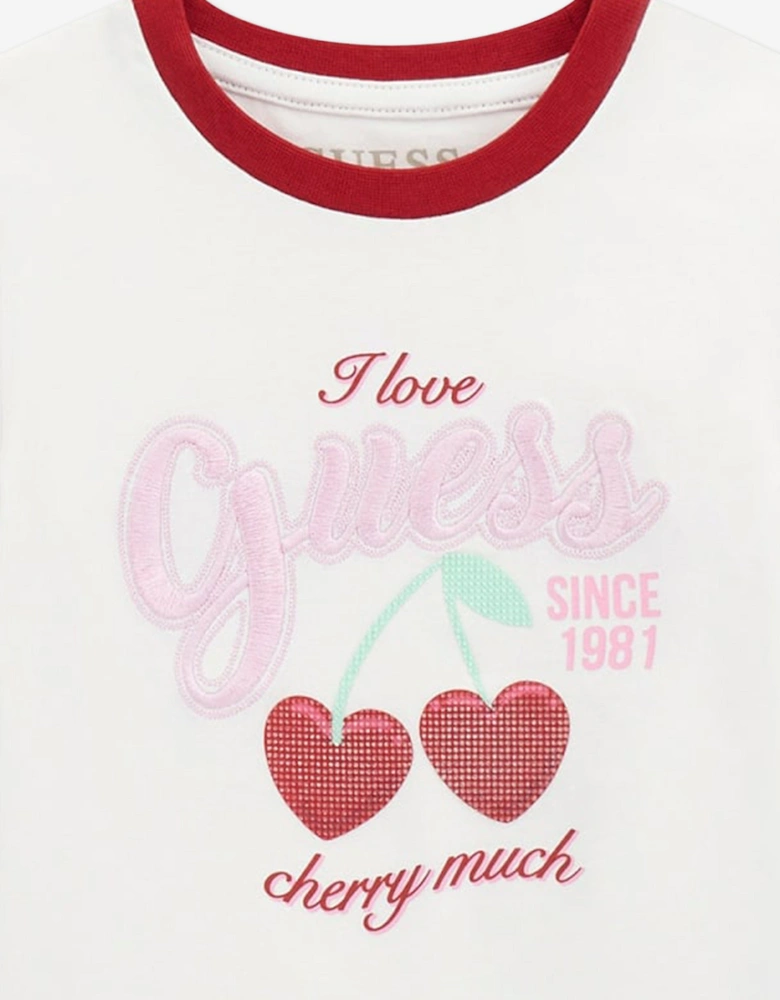 Girls Cherry Logo T-Shirt in White