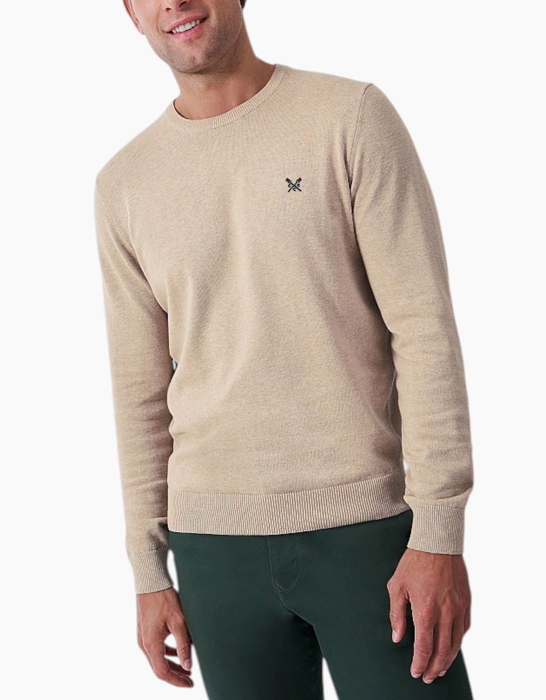 Crew Clothing Men's Crew Clothing Mens organic cotton Jumper Crew Neck - Brown