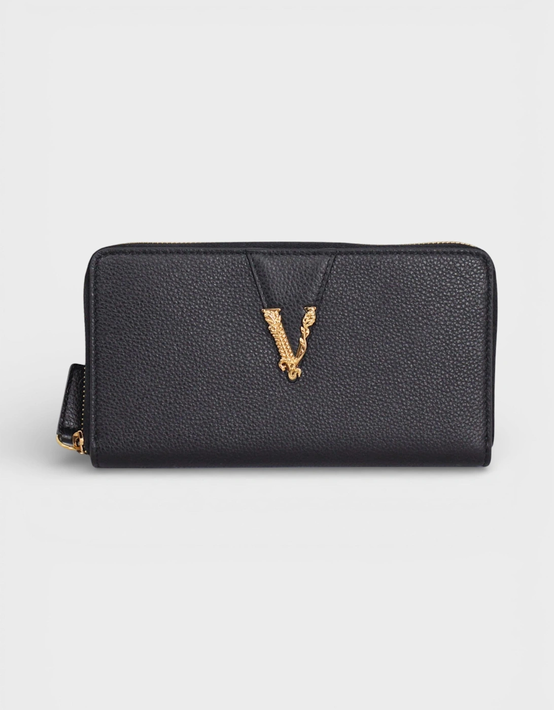 Versace Versace Virtus Black Leather Long Wallet