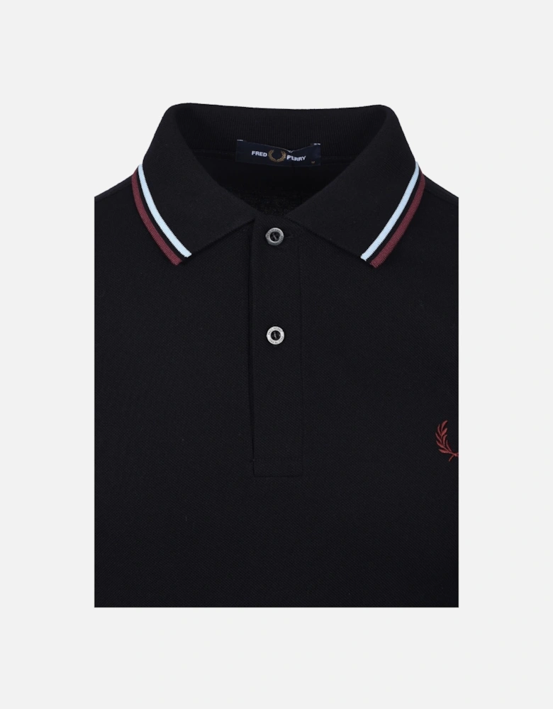 TWIN TIPPED POLO BLACK/BABY BLUE/OXBLOOD