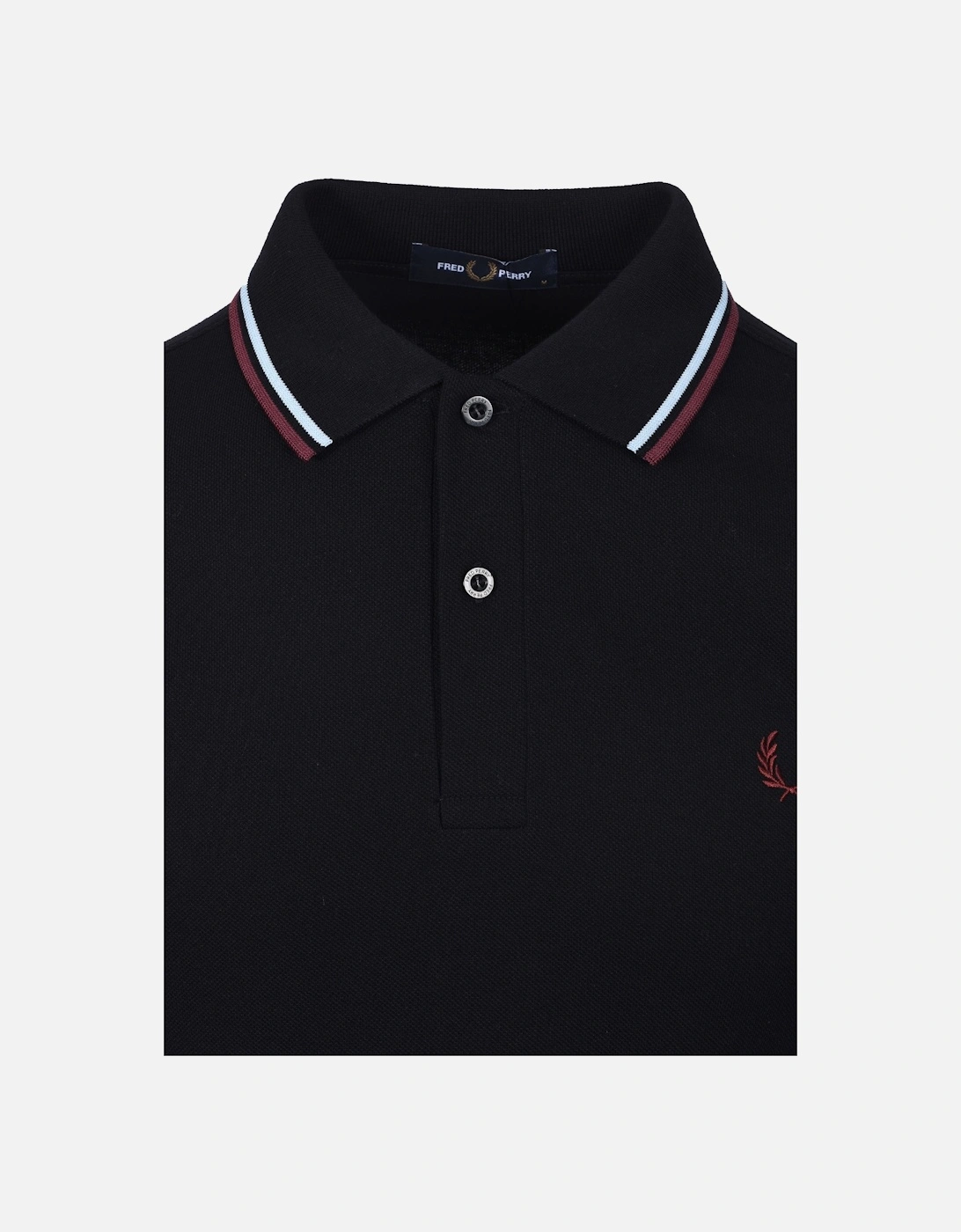 TWIN TIPPED POLO BLACK/BABY BLUE/OXBLOOD