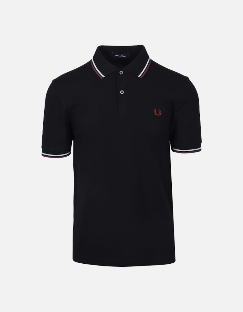 TWIN TIPPED POLO BLACK/BABY BLUE/OXBLOOD