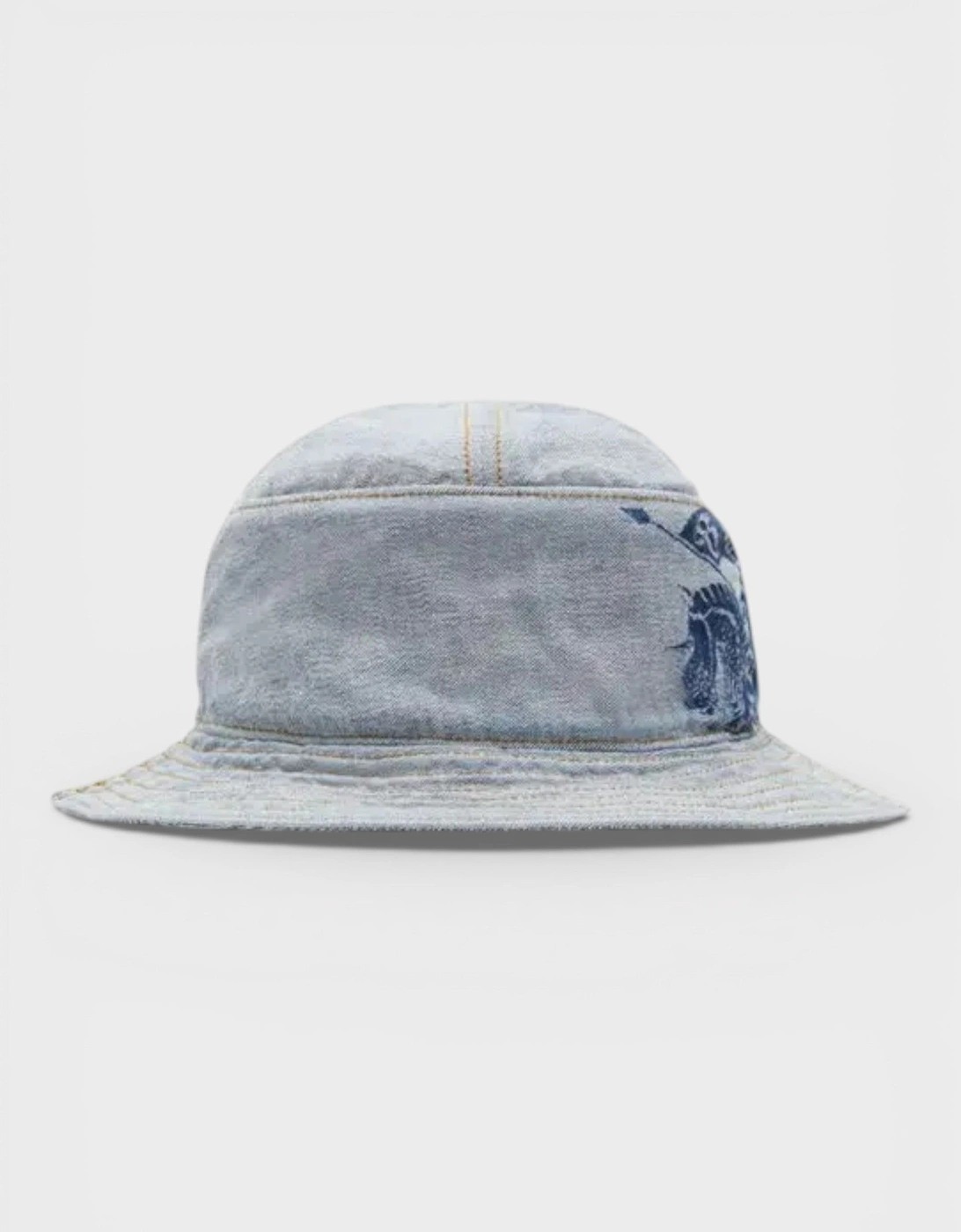Logo Print Denim Bucket Hat Blue