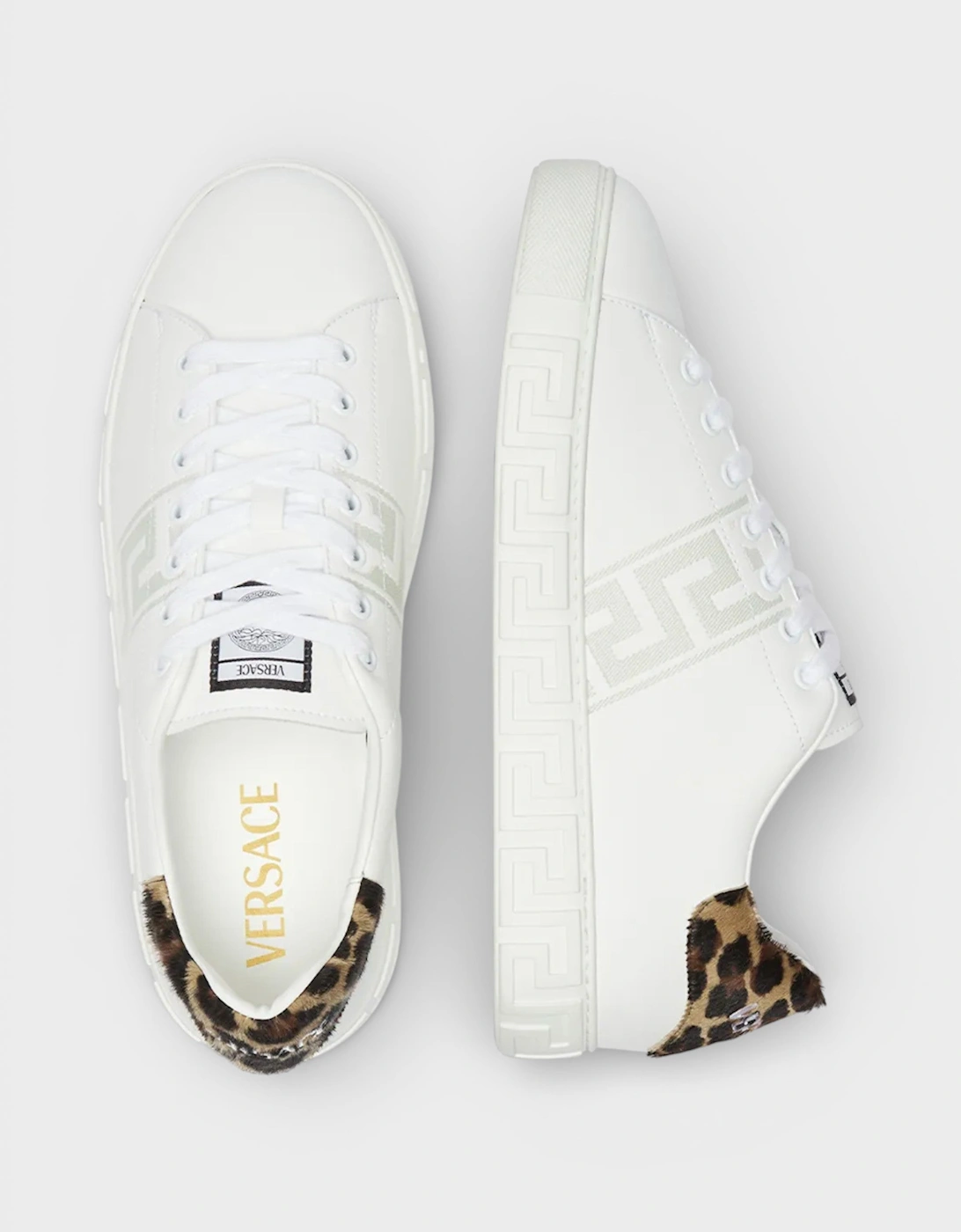 Greca Pony-Effect Sneakers White