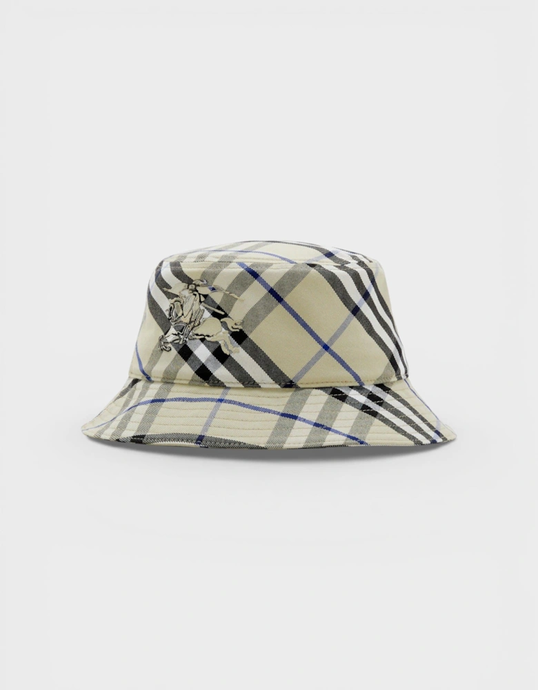 Check EKD Cotton Blend Bucket Hat Beige