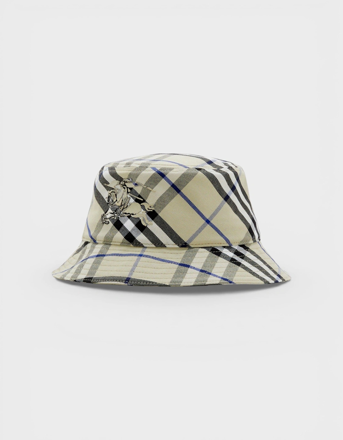 Burberry Women's Beige Check Ekd Cotton Blend Bucket Hat  M