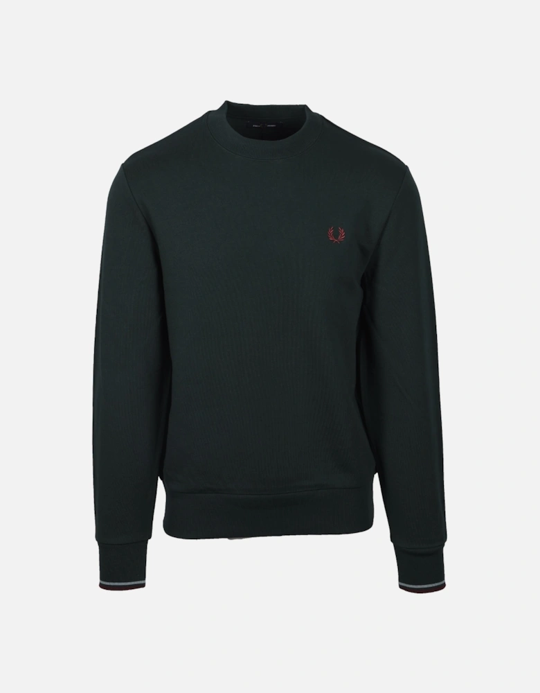 CREW NECK SWEATSHIRT GRASSROOT/STOCKPORT BLUE/OXBLOOD