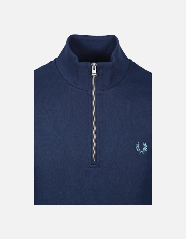 HALF ZIP SWEATSHIRT TENNIS BLUE/SNOW WHITE/DEEP MINT