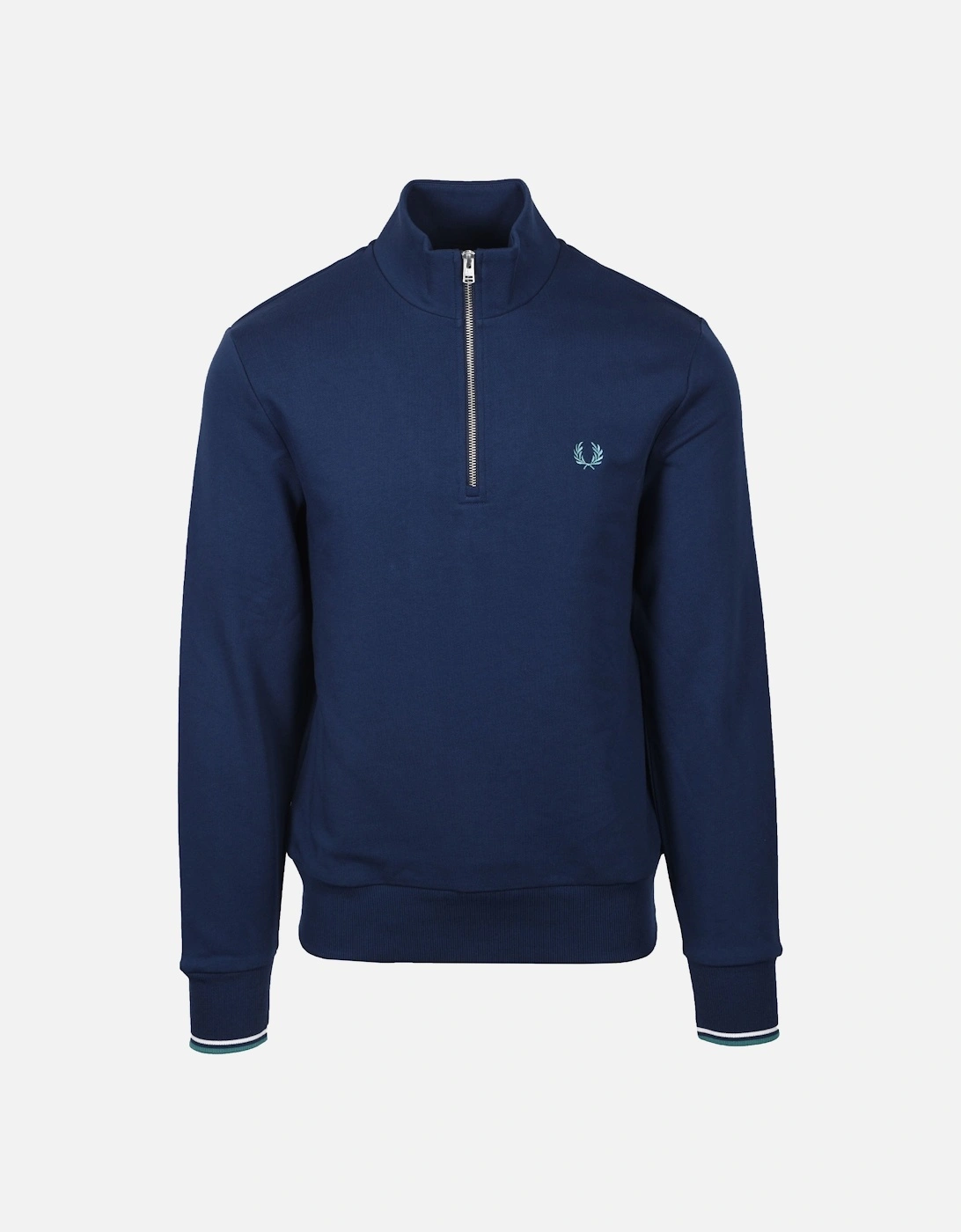 HALF ZIP SWEATSHIRT TENNIS BLUE/SNOW WHITE/DEEP MINT, 5 of 4