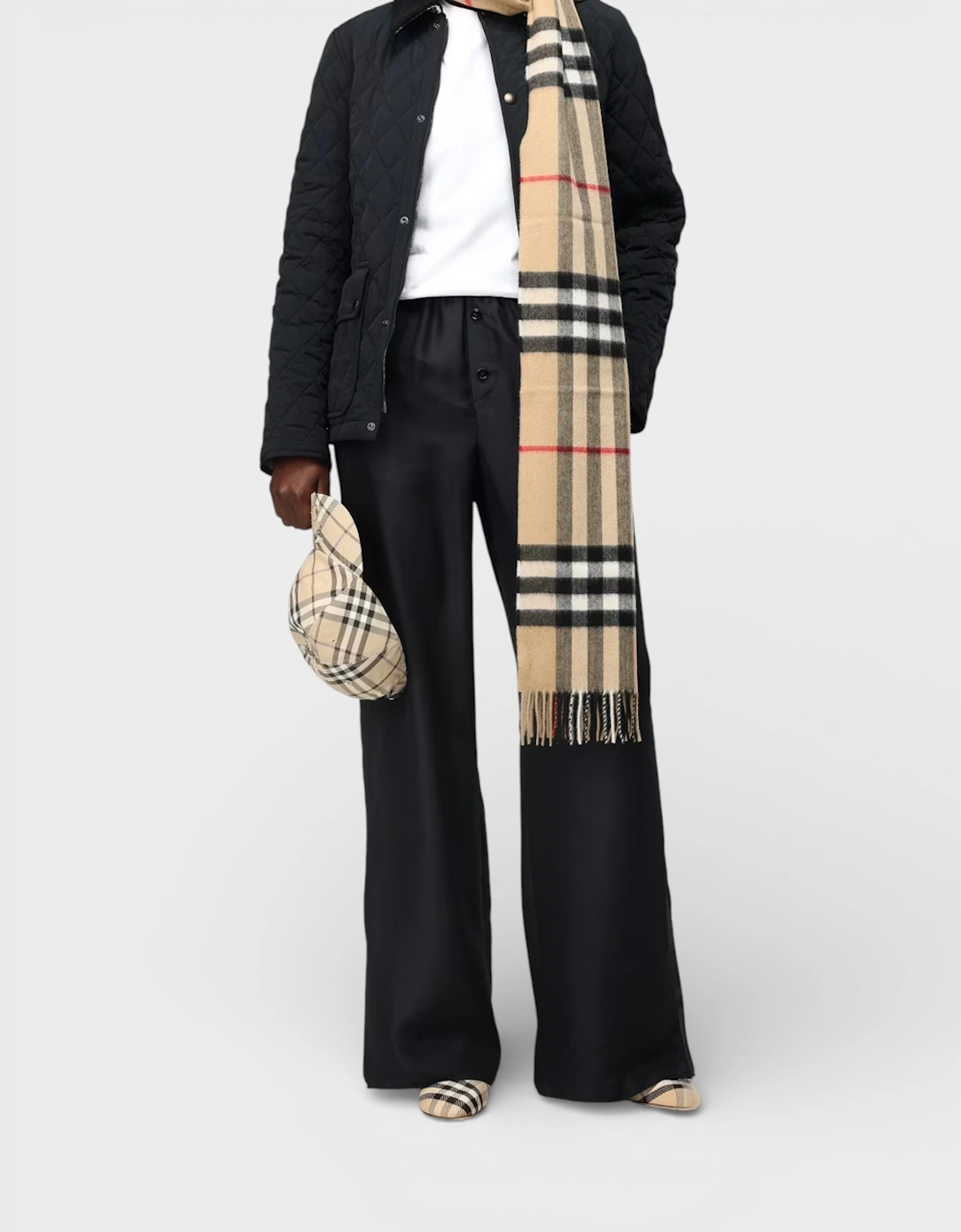 ESS Check Baseball Cap Alabaster Checked Beige