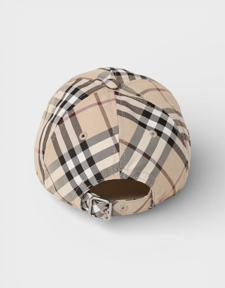 ESS Check Baseball Cap Alabaster Checked Beige