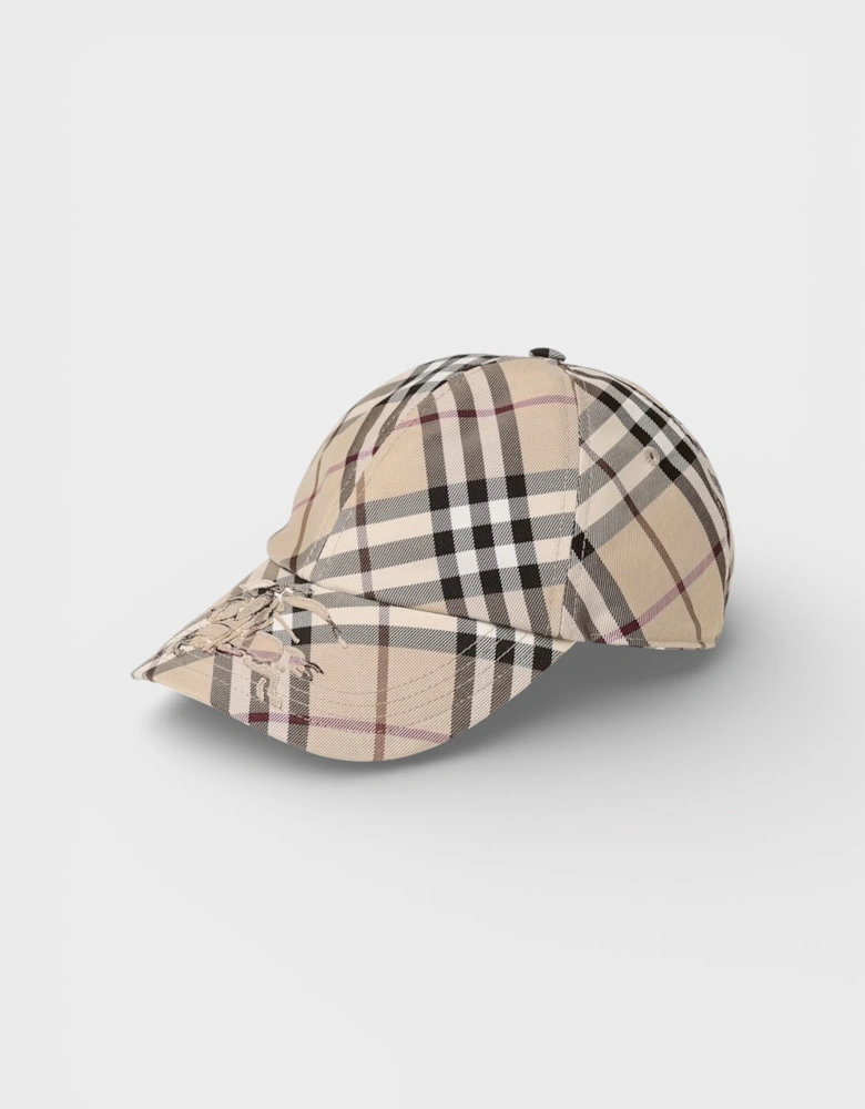 ESS Check Baseball Cap Alabaster Checked Beige