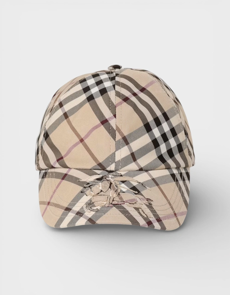 ESS Check Baseball Cap Alabaster Checked Beige