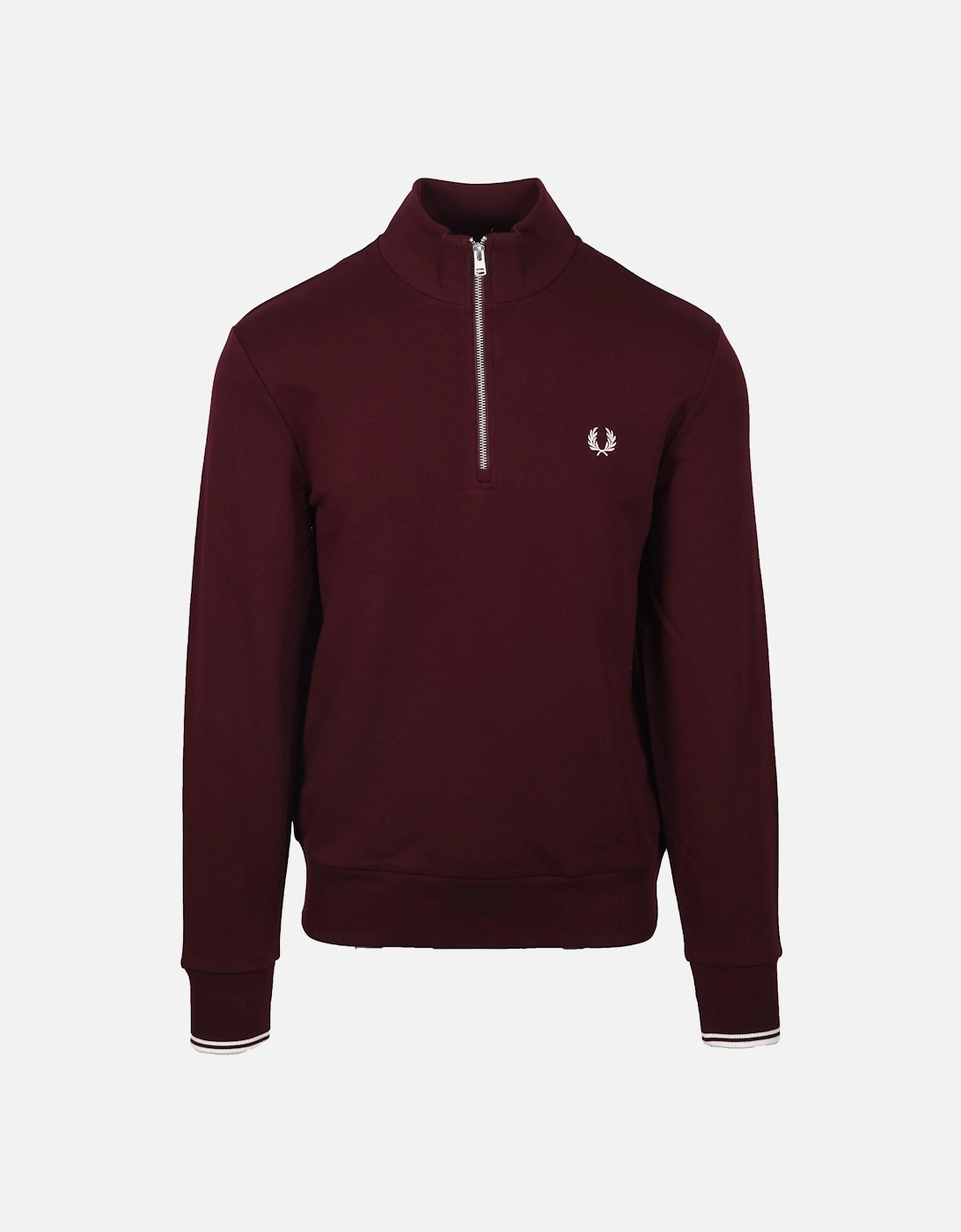 HALF ZIP SWEATSHIRT OXBLOOD/ECRU, 4 of 3