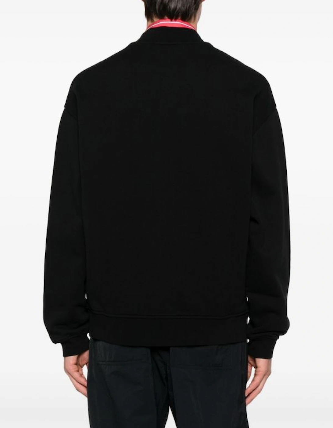 gros grain patch logo cardigan Black