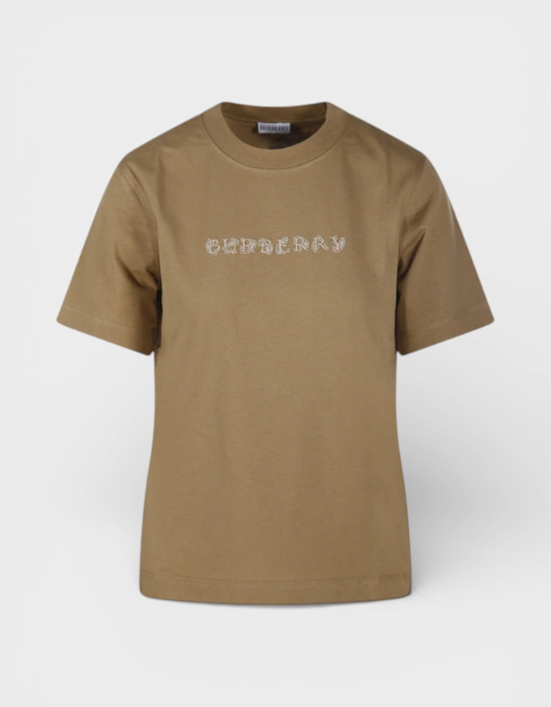 Paisley Print Logo Cotton T Shirt Teddy Brown