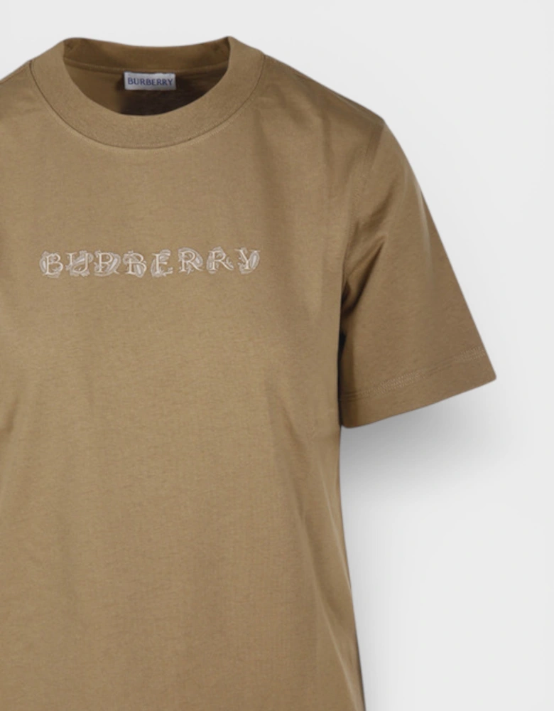 Paisley Print Logo Cotton T Shirt Teddy Brown