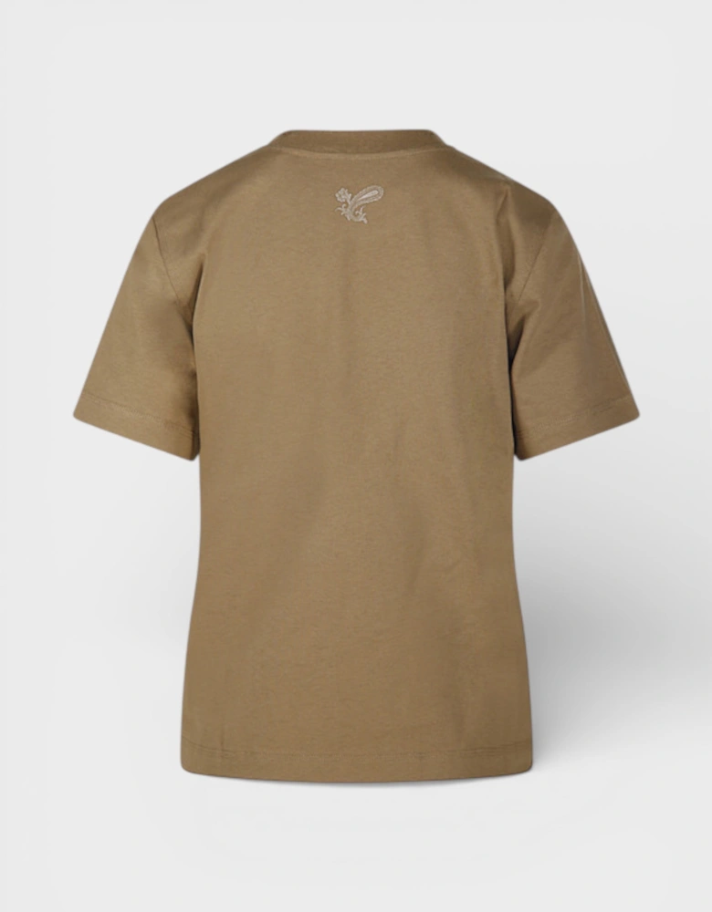 Paisley Print Logo Cotton T Shirt Teddy Brown