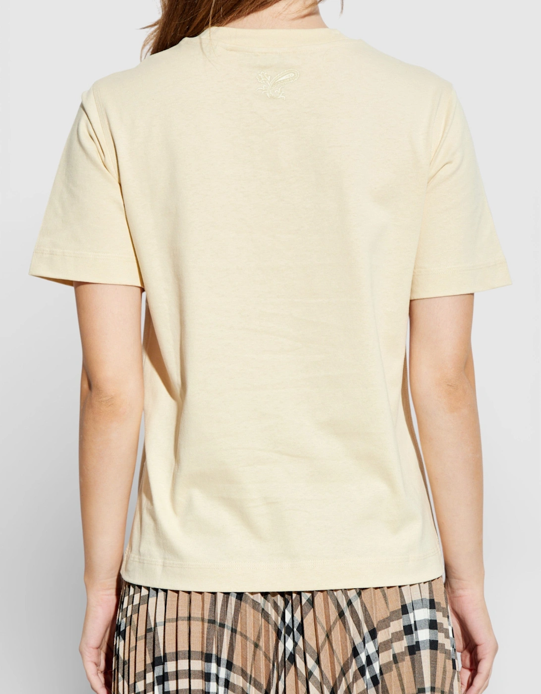 Paisley Print Logo T Shirt Candle Beige