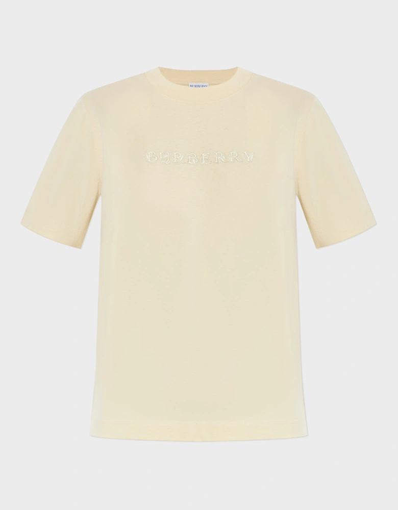 Paisley Print Logo T Shirt Candle Beige