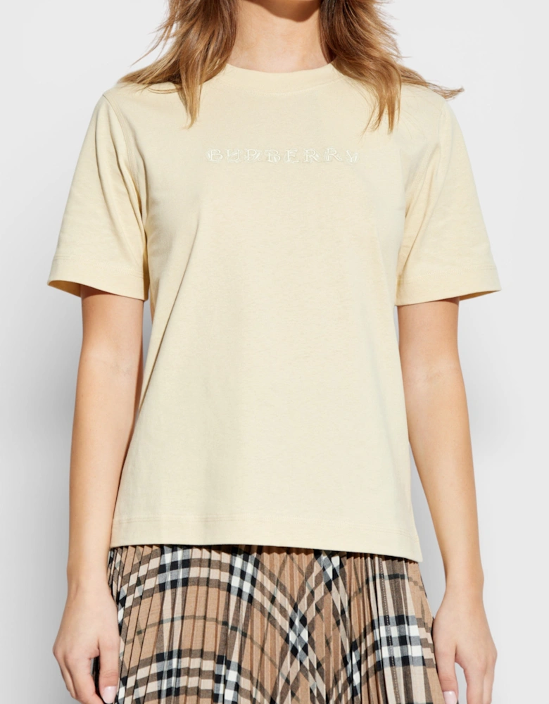 Paisley Print Logo T Shirt Candle Beige