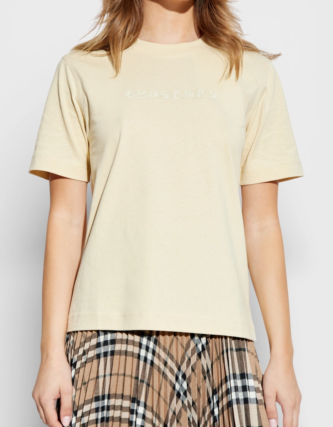 Paisley Print Logo T Shirt Candle Beige