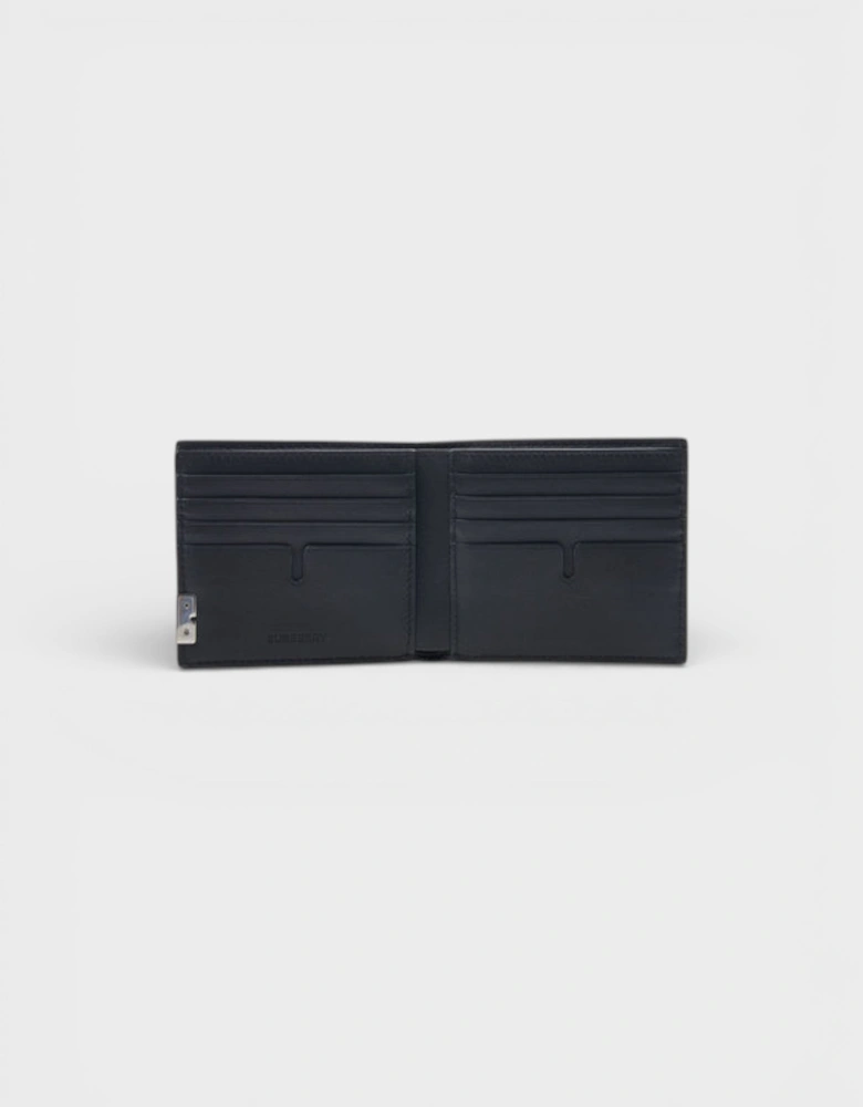 B-Cut Bifold Grain Leather Textured Wallet Black
