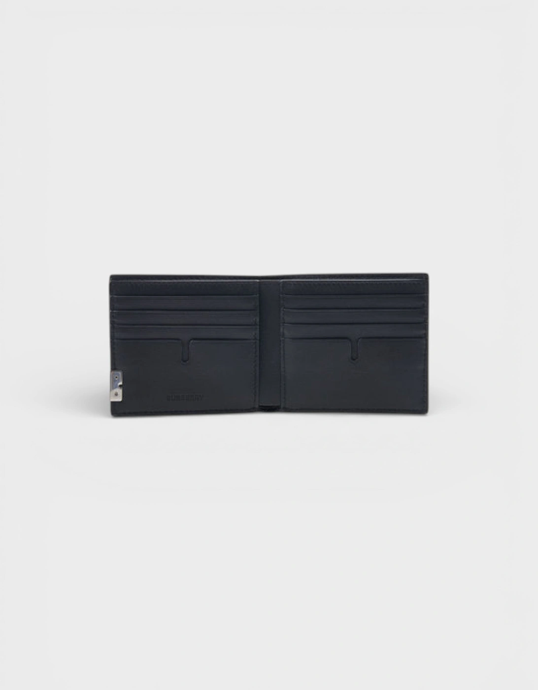 B-Cut Bifold Grain Leather Textured Wallet Black