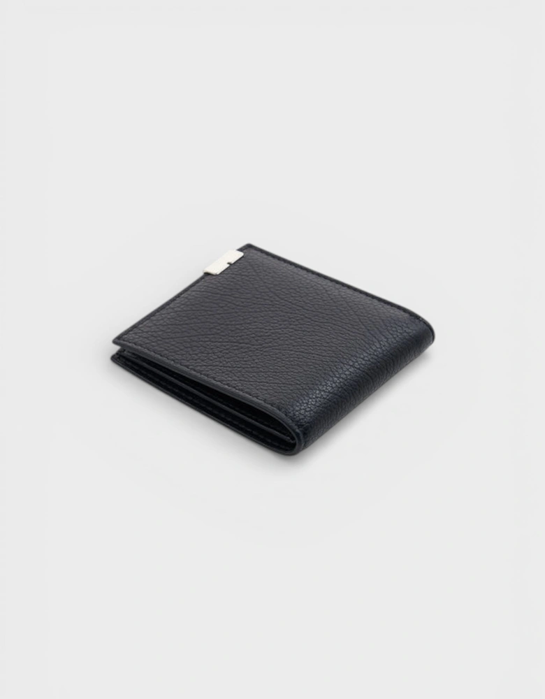 B-Cut Bifold Grain Leather Textured Wallet Black