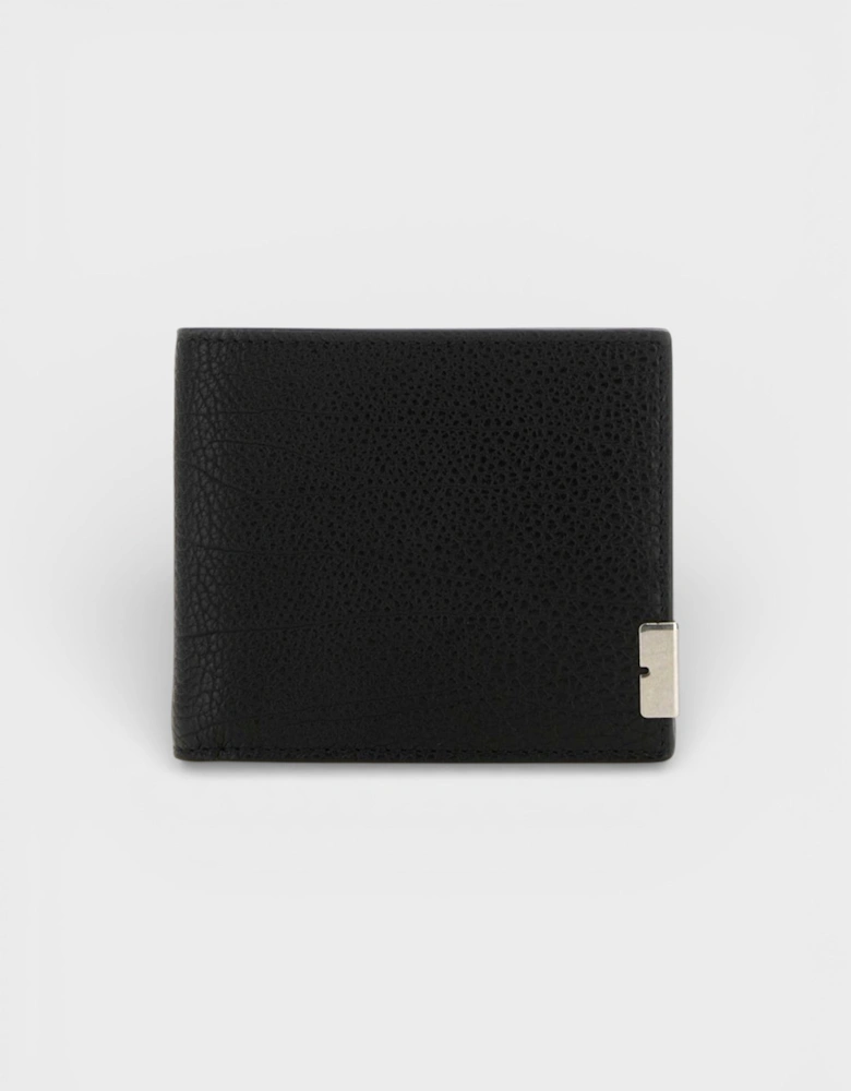 B-Cut Bifold Grain Leather Textured Wallet Black