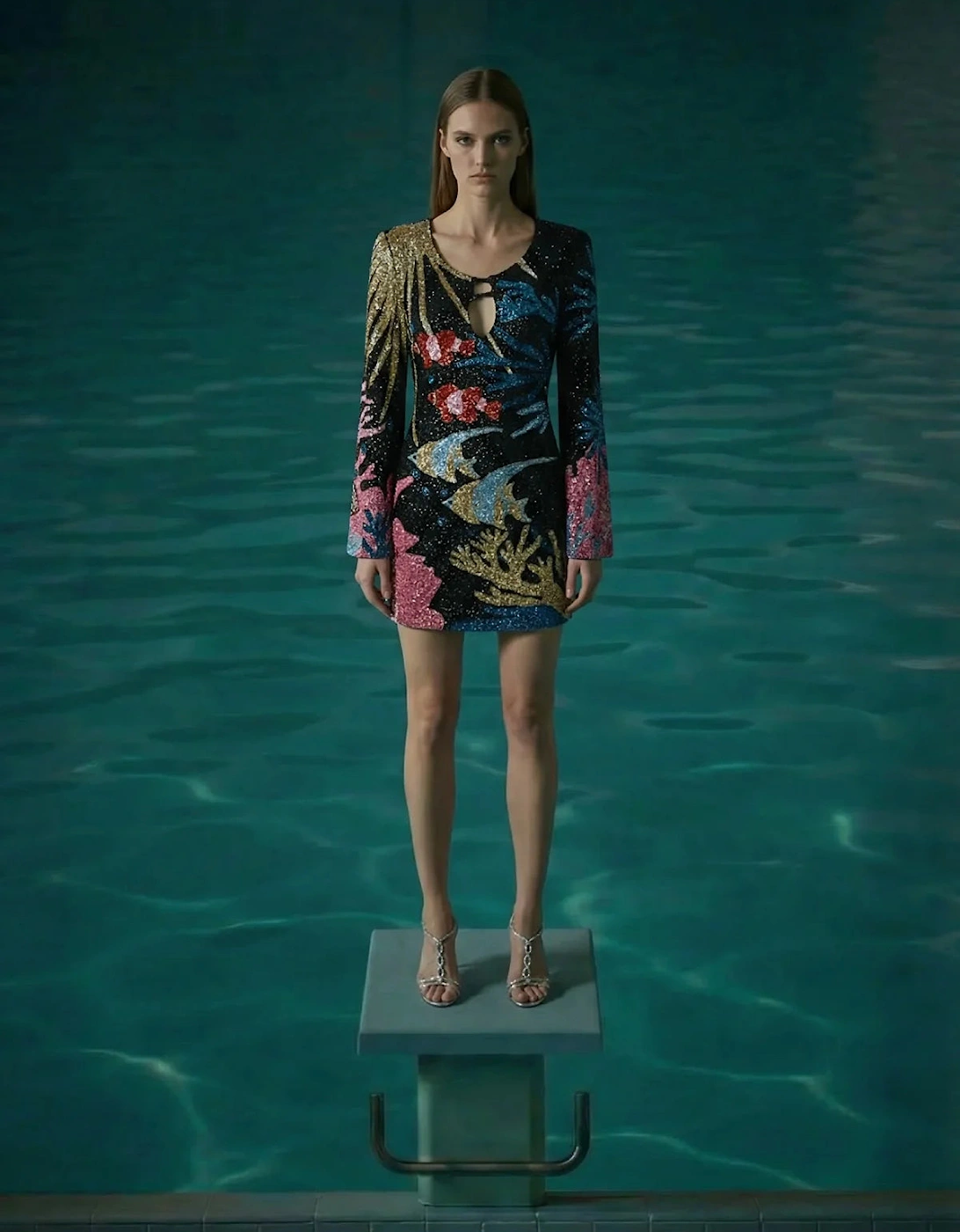 Palazzo Beaded Black Mini Dress