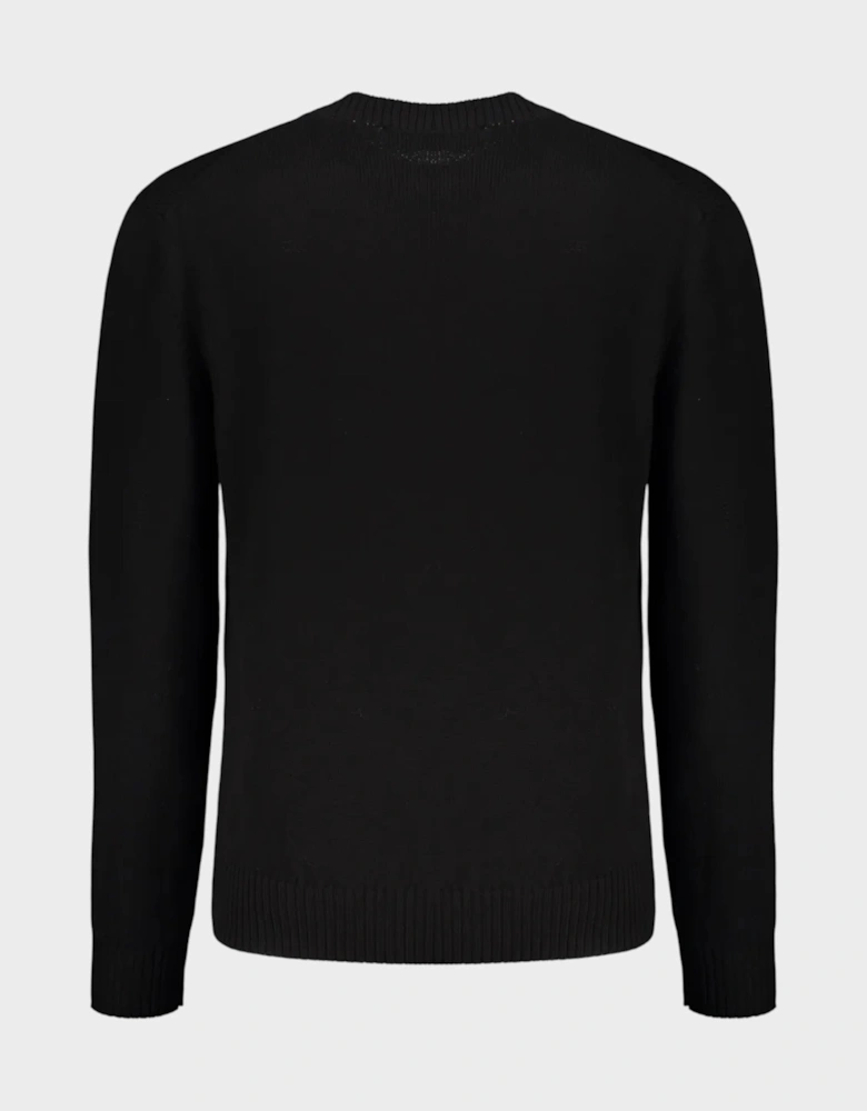 Sweater Medusa Embroidery Crew Neck Pullover Black
