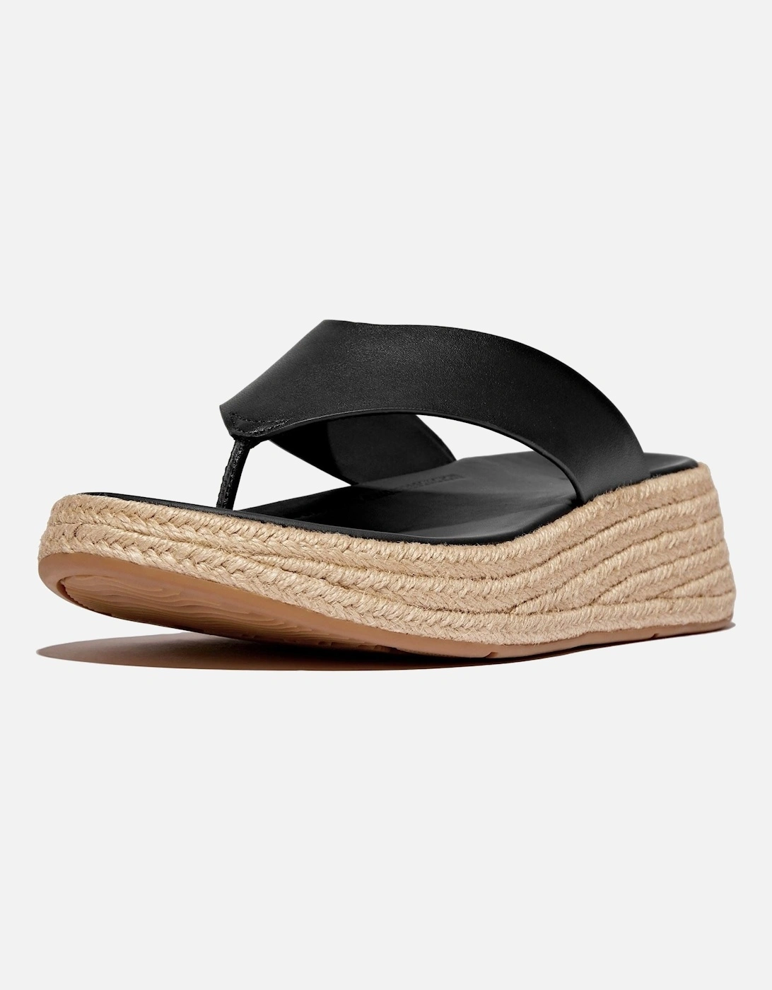 F-Mode Toe Post Leather Men's Black Clogs, 7 of 6