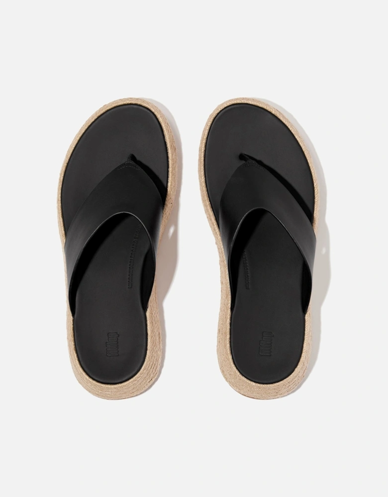 F-Mode Toe Post Leather Men's Black Clogs