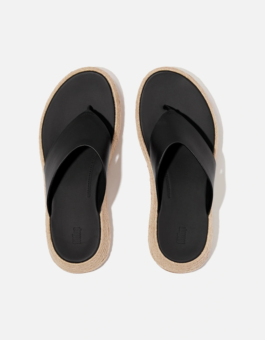 F-Mode Toe Post Leather Men's Black Clogs