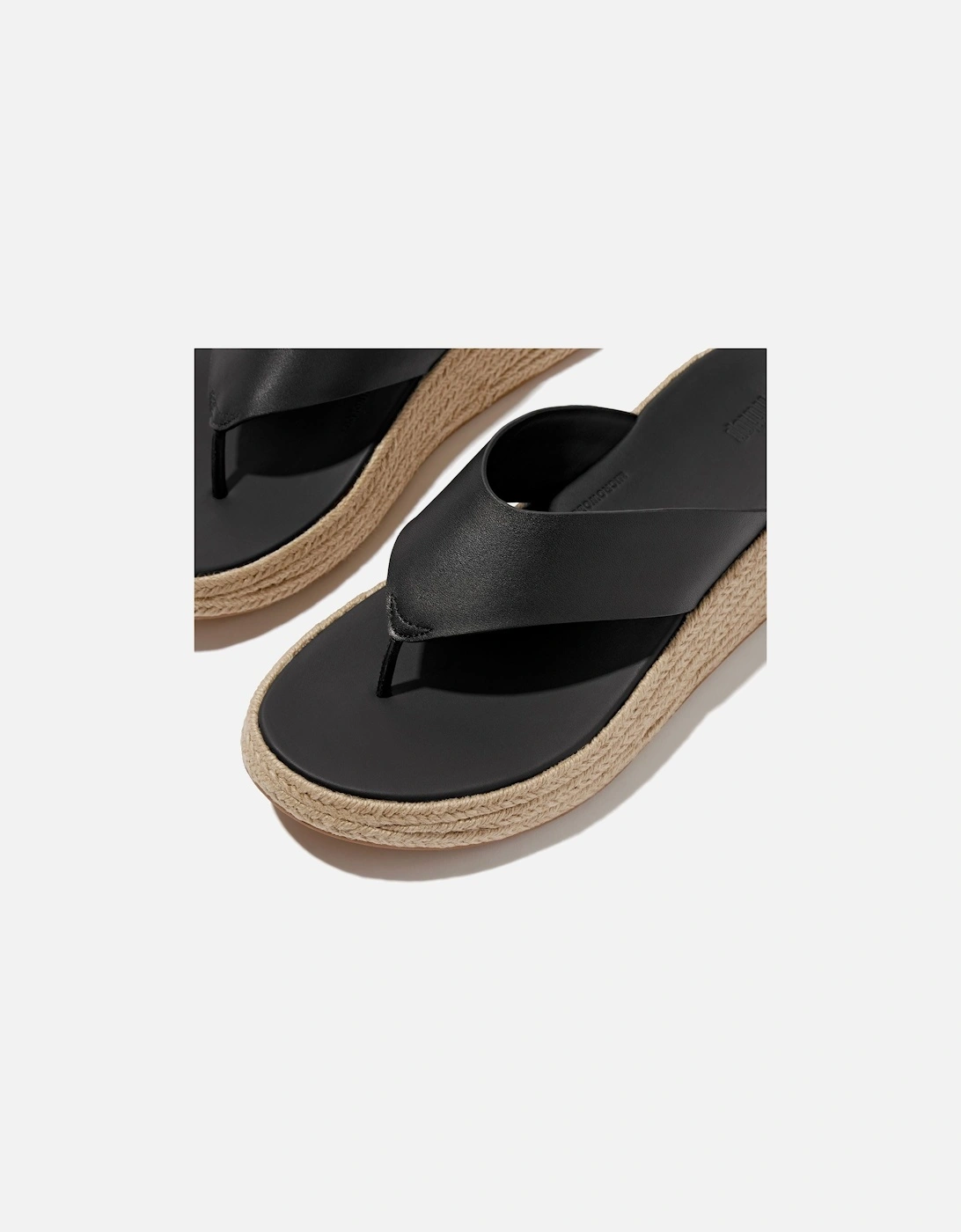 F-Mode Toe Post Leather Men's Black Clogs