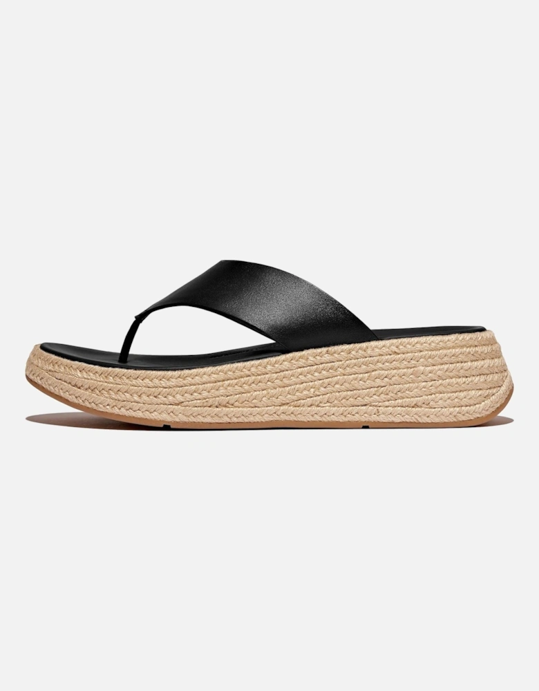 F-Mode Toe Post Leather Men's Black Clogs