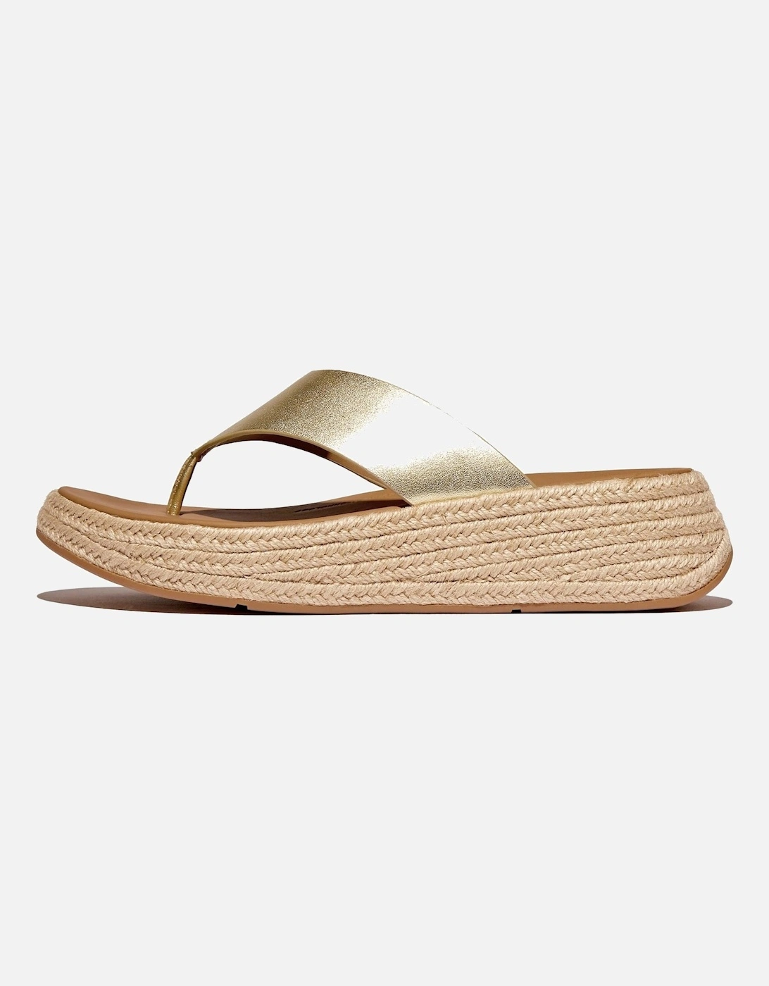 F-Mode Toe Post Espadrille Leather Women's Platino Sandals