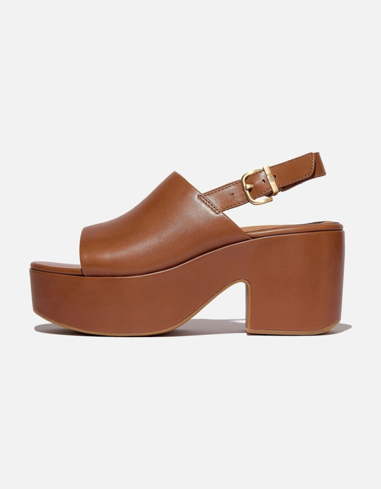 Platfforms Heeled Backstrap Leather Women's Deep Tan Sandals