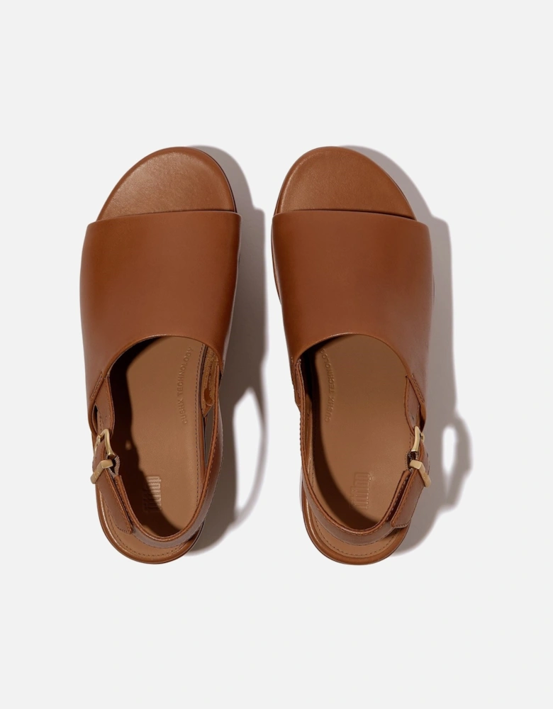 Platfforms Heeled Backstrap Leather Women's Deep Tan Sandals