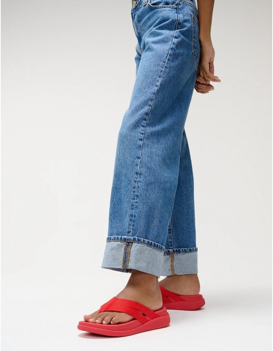 F-Mode Go Polyester Women's Red Flip Flops