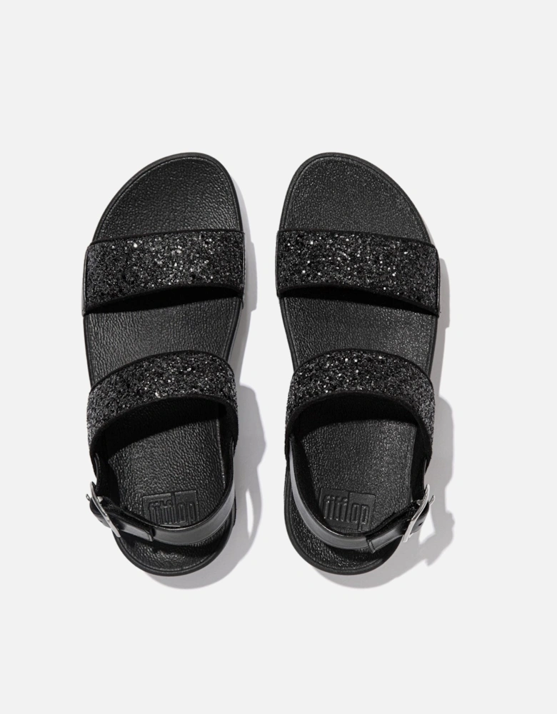 Lulu Glitter Polyurethane Women's Black Glitter Sandals