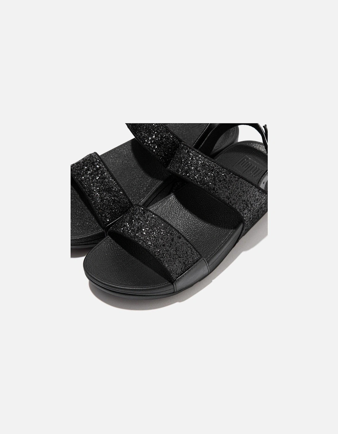 Lulu Glitter Polyurethane Women's Black Glitter Sandals