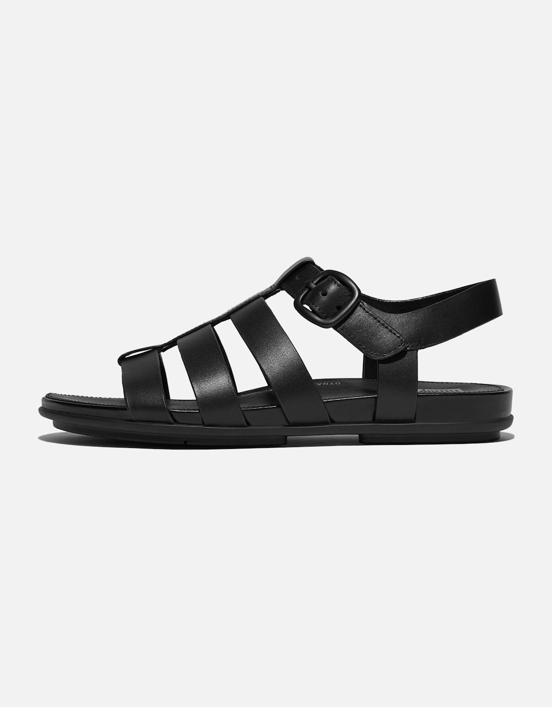 Gracie Fisherman Leather Women's All Black Sandals