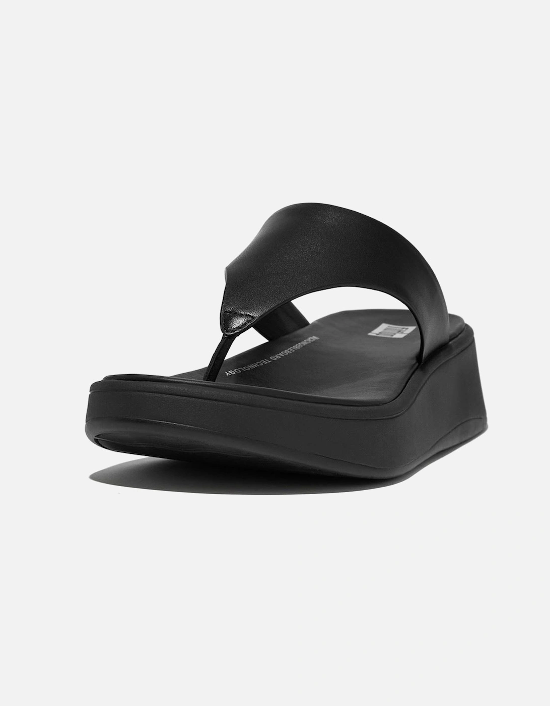 F-Mode Toe Post Leather Women's All Black Clogs, 6 of 5