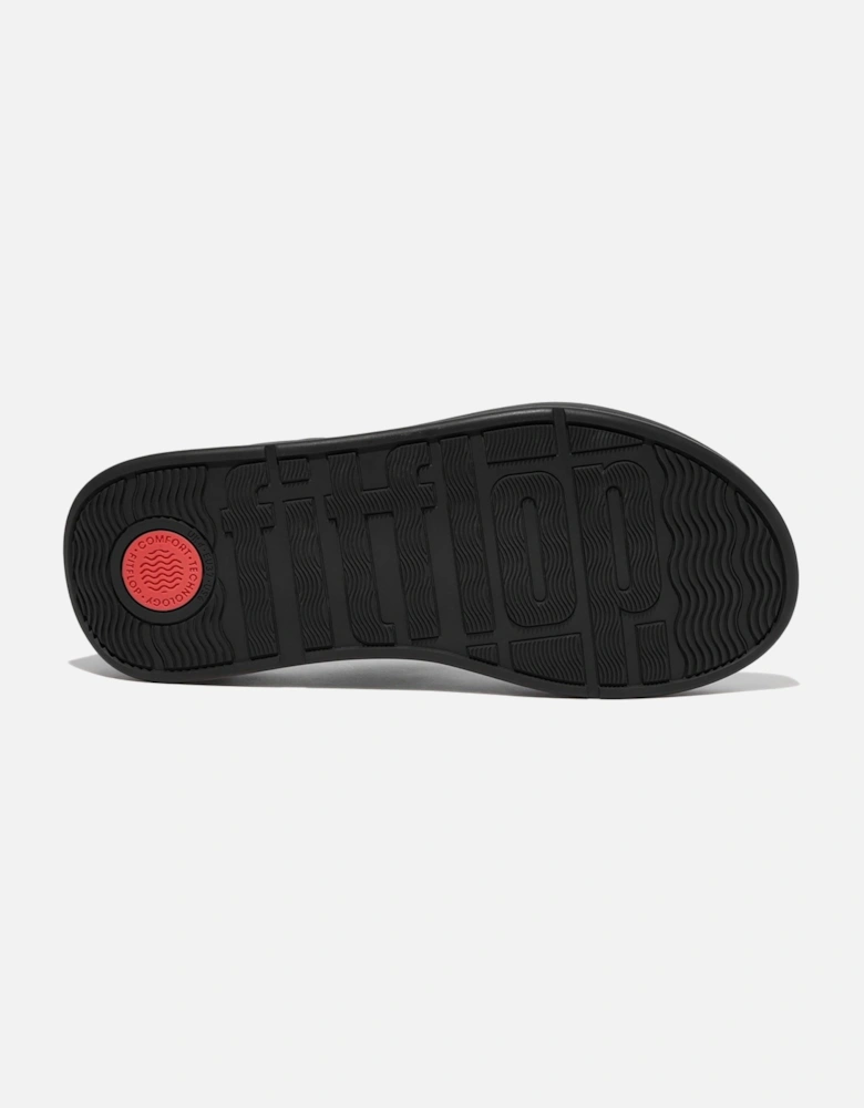 F-Mode Toe Post Leather Women's All Black Clogs