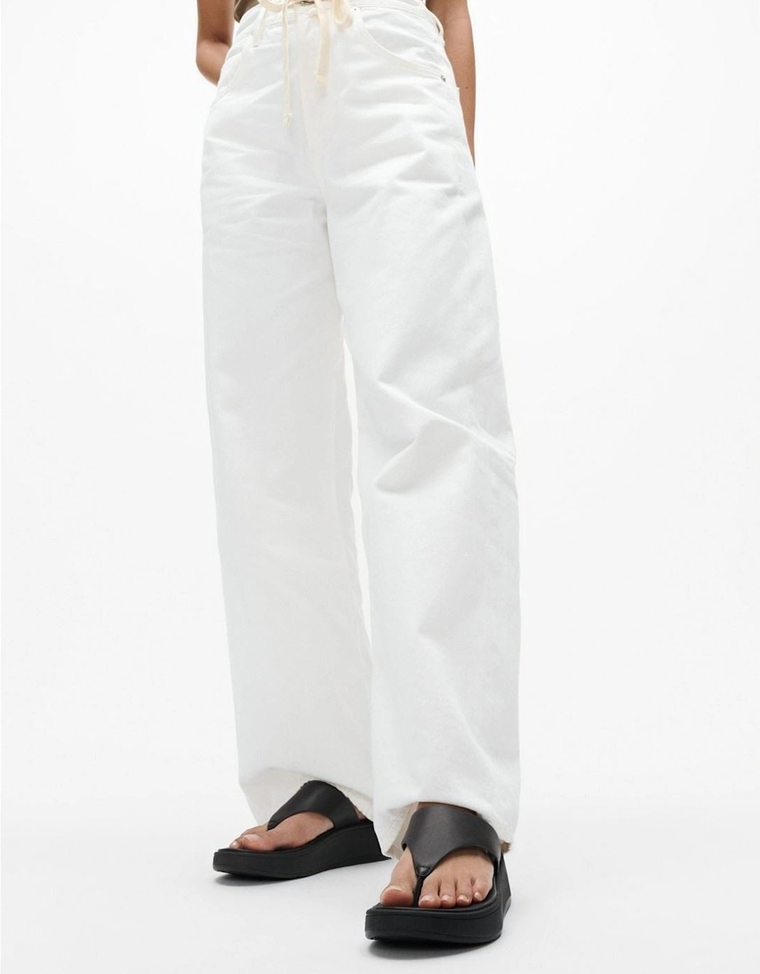 F-Mode Toe Post Leather Women's All Black Clogs